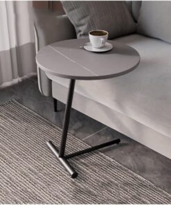 Mesa auxiliar en forma de C con parte superior de mármol blanco, marco de metal dorado para espacios pequeños, mesas auxiliares redondas para sofá, mesas altas para debajo del sofá