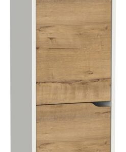 MUEBLES PITARCH Columna de Baño Colgada Herrajes incluidos, Armario de Baño con 4 estantes, 2 Puertas, Blanco/Roble Gold, 150x36,5x30cm (Alto x Ancho x Fondo), Mueble Auxiliar, Moderna, Modelo Nadia