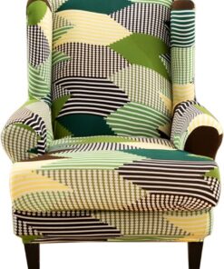 Fundas de sillón orejero Cubierta de Silla con alas de Terciopelo 2 Piezas 1 Plaza Funda para Sillon de Orejas