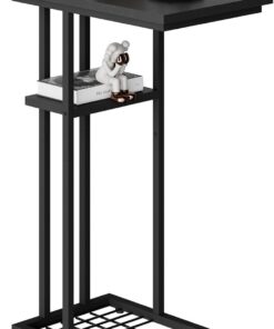 YMYNY Mesa Auxiliar Forma C, Mesa De Sofá, Industrial Diseño, Mesa De Centro Mesita para Ordenador Portátil, Apto para Salón O Dormitorio O Oficina, Negro HST004B