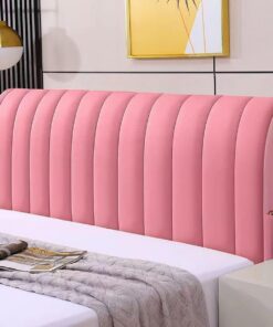 Funda Cabecero de Cama, Cubierta Todo Incluido, Cubierta de Cabecera Terciopelo, Protector Cubierta para Dormitorio Decoración(Pink,180x73cm)