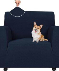 YSTELLAA Funda Sofa 1 Plaza con Reposabrazos, Ajustables Fundas para Sillones, Elasticas Protector Cubiertas De Sofá, Antideslizante, Extraíbles, Lavables, para Saló, Azul Oscuro