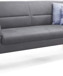 CAVADORE Kira - Banco de 2,5 plazas para Cocina, Comedor o Cocina con Aspecto de Piel de búfalo (Incluye reposabrazos y núcleo de muelles, 168 x 94 x 81 cm, Microfibra), Color Gris Claro