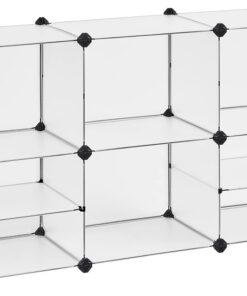 SONGMICS Estantería Modular de 9 Compartimentos, Organizador de Plástico, Zapatero, 30 x 40 x 30 cm, 39 x 40 x 15 cm, Salón, Dormitorio, Estudio, con Martillo de Goma y Hierro, Blanco LPC36W