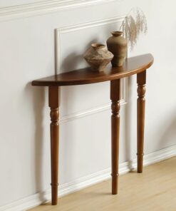 SEIFE Mesa Consola de Media Luna,Mesa Decorativa semicircular de Madera Maciza(Walnut,70x25x90cm)
