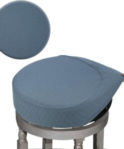 BUYUE - Fundas para taburete de bar, tela de lujo de 16 a 18 pulgadas, redondas, resistentes a las arrugas, elásticas, lavables, a prueba de polvo, tela jacquard, funda para asiento de taburete L-azul