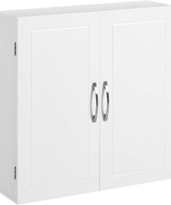 VASAGLE Armario de Pared para Cuarto de baño, Armario de Pared para Cuarto de baño, 18 x 60 x 60 cm, Armario de Farmacia con estantes Ajustables, Blanco Nube BBC320W01