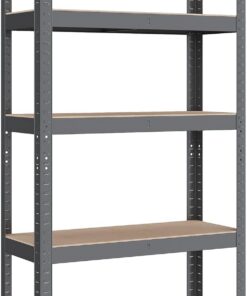 SONGMICS Estantería Pesada de 5 Niveles, Estantería de Acero, Montaje Rápido, Garaje, Almacén, Trastero, Carga de 650 kg, 30 x 75 x 150 cm, Gris GLR030G01