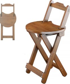 Taburetes de bar plegables de bambú, altura de encimera de cocina con respaldo y reposapiés, diseño portátil para el hogar, isla de cocina y desayuno