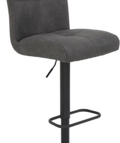Hela Tische, Taburete de Bar Leni, Funda de Microfibra Antracita, Asiento cómodo con Cesta de muelles, Giratorio 360°, Altura Regulable, pie Trompeta, Color Negro