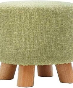 Bancos de Almacenamiento Reposapiés Banco de Zapatos de Madera Redondo Sofá Taburete Elegante Taburete de Maquillaje Osman Funda de Lino Desmontable Peso Verde 200 kg (28 cm x 25 c