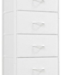 Somdot Comoda Dormitorio con Cajones de Tela, Cajonera para Salón, Estudio y Habitación Infantil, Armario, Gavetero, 30 Profundidad x 42 Ancho x 115 Alto (6 Cajones), Blanca