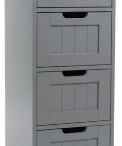 Relaxdays Armario de baño Compacto con 4 cajones, MDF, 82x30x30 cm, Gris, Auxiliar para Cocina y baño