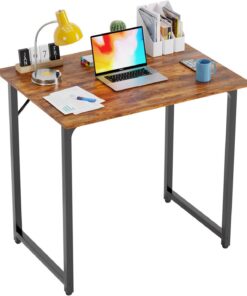 PayLessHere Escritorio para computadora de 32 Pulgadas, Vintage, Escritorio de Oficina con Marco de Metal, Patas Ajustables, Superficie Resistente al Agua, a Prueba de arañazos, Mesa de Escritura