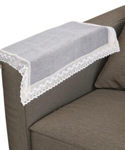 GORGECRAFT 2 Funda Gris Brazo de Sofá de Poliéster Suave Antipolvo Lavable Antideslizante con Borde de Encaje Sillón Reclinable Reposacabezas Protectores Sofá Sillón Loveseat Sala de Estar.