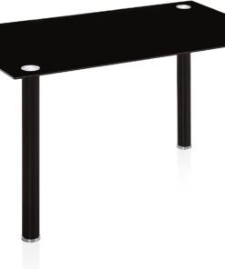 duehome | Mesa de Comedor Fija, Mesa Salon o Cocina, Modelo AKE, Acabado en Negro y Cristal Templado, Medidas: 140 cm (Largo) x 80 cm (Ancho) x 75 cm (Alto)