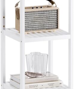 SMIBUY Estante de Almacenamiento para el baño, Organizador de estantes de bambú de 5 Niveles, Unidad de estantería Multifuncional para la Sala de Estar, el Dormitorio y la Cocina (Blanco)