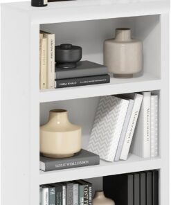 Furinno Rail De 3 Niveles con Estante Abierto, 26,5 X 63,5 X 99 Cm, para Salón, Dormitorio Y Oficina, Color Blanco
