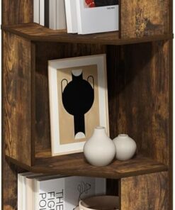 Furinno ECON Estantería Esquinera De 5 Niveles para Libros, Ideal para Organizar Y Almacenar En Sala De Estar Y Oficina En Casa, Color Pino Ámbar