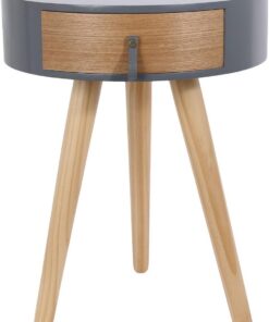 HOME DECO FACTORY - HD6202 Mesita de Noche Moderna de Madera con Cajón - Diseñada para Dormitorio - Diseño Triangular - Dimensiones 34.5 x 34.5 x 47 cm - Color Gris