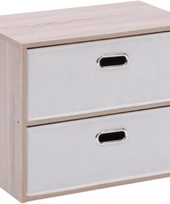 5 Five Simply Smart 5Five – Cómoda Dress UP Beige en Tablero de Fibras de Madera – 2 cajones – 50 x 30 x 40 cm – Mueble de Almacenamiento Funcional, organización de habitación