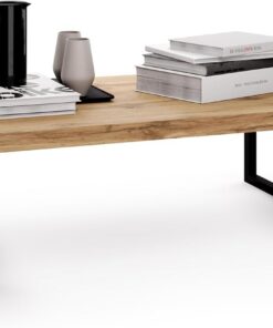 MOBILI FIVER, Mesa de Centro Luxury, Color Madera rústica, mesita salón, mesita Auxiliar Baja, Made In Italy