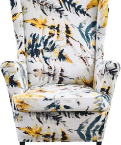 Fundas de sillón orejero elástica 1 Plaza Estampado Fundas para sillones con Respaldo de ala Cubre Sillón para Sala de Estar