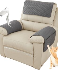 Fundas para sillón, protector de sofá, fundas de reposabrazos de sofá, funda de reposacabezas para sofá reclinable, fundas protectoras impermeables antideslizantes para brazos de sofá (gris oscuro, 1