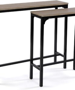Versa Doncaster Mueble Recibidor Estrecho para Entrada o Pasillo, Mesa Consola, Set de 2, Medidas (Al x L x An) 80 x 25 x 95 cm, Madera y Metal, Color Negro