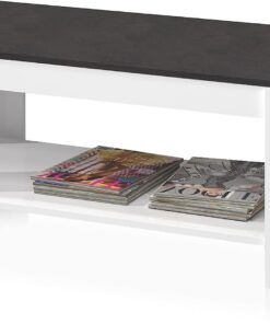 0X1639A Mesa Centro con revistero, Mesa elevable, mesita Mueble Salon Comedor, Acabado en Blanco Artik y Oxido, Medidas: 102 cm (Largo) x 43/54 cm (Alto) x 50 cm (Fondo)