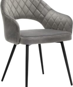 SONGMICS Silla Moderna de Terciopelo, Silla Acolchada con Reposabrazos, Patas de Metal, Diseño Elegante, para el Comedor, Sala de Estar, Dormitorio, Cocina, Gris LDC82GY