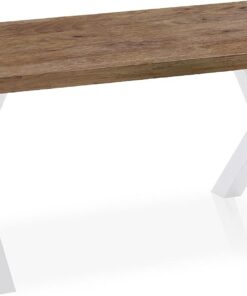 X-Loft, Mesa de Comedor, Mesa de Salon, Acabado en Roble Boreal y Patas Metalicas Blancas, Medidas: 160 cm (Largo) x 90 cm (Ancho) x 76 cm (Alto)