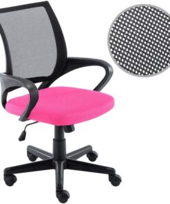 BAKAJI Silla de Escritorio para Oficina Presidencial, de Tejido de Malla Transpirable, rotación de 360 Grados, direccional, Altura Ajustable (Rosa y Negro)