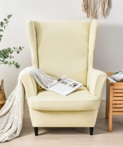 Funda para sillón orejero de 1 Asiento elástica Fundas de sillón con Orejas 2 Piezas Cubre Sillón Fundas para sillas con Respaldo de alas Beige