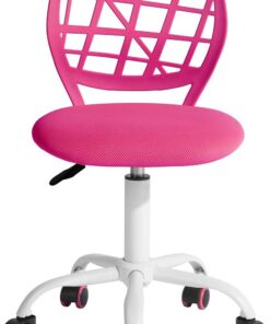FurnitureR Silla de Gaming para niños, Silla de Oficina, Silla Gamer, Silla de Escritorio, diseño Moderno ergonómico, sin Brazos, Ajuste de Altura del Asiento, Ruedas de Goma, Color Rosa