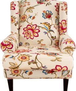 Fundas de sillón orejero elástica 1 Plaza Estampado Fundas para sillones con Respaldo de ala Cubre Sillón Funda para sillón con Respaldo de ala para Sala de Estar