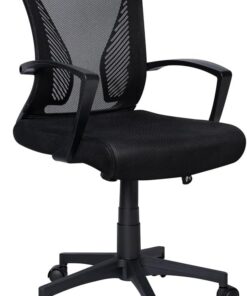 VOUNOT® Silla Oficina Ergonómica, Silla de Escritorio para Ordenador, Ajustable y Reclinable con Soporte Lumbar y Reposabrazos Cómodos, Malla Transpirable Ruedas Giratorias 360°, Negro
