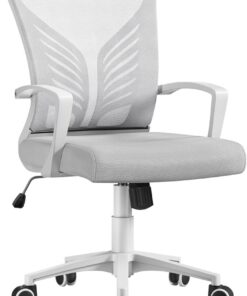 Yaheeetch Silla de Oficina Silla Malla con Ruedas Escritorio Gris Claro | Silla con Soporte Lumbar, con ruedas, Diseño Mariposa, Capacidad Max 136 KG, Malla Transpirable, Función de Inclinación