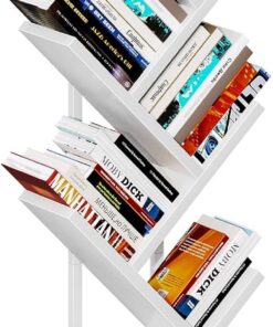 Coleshome Estantería de Árbol, Librería de Pie con 6 Niveles 110cm Blanco | Montaje Fácil Compacto Estante Diseño Único Bonito Decorativo Antivuelco 40-60 Libros para Salón Dormitorio Oficina
