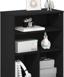 Furinno PASIR Estantería 3 Niveles 11.8 X 23.6 X 28.1 para Salón Dormitorio Oficina Roble Negro