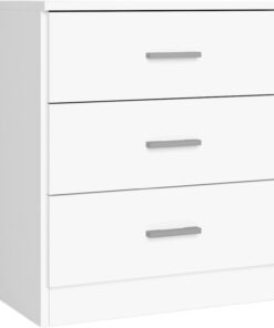 Miroytengo Mesita Noche, Mesilla de Noche, Mueble de Almacenamiento 3 Cajones Couple Dormitorio Blanco Mate 50x58x33 cm