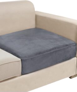 NAISI Fundas de cojín para sofá, 1 pieza, fundas elásticas de terciopelo para asiento o respaldo, fundas individuales suaves para sofá modular (1 pieza para cojín de asiento o respaldo, gris oscuro)