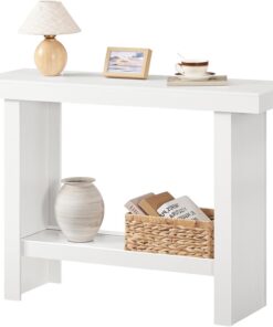 MAHANCRIS Mesa de Entrada, Consola de Madera, Aparador Decorativo, Mesa de Sofá Estrecha, para Entrada, Pasillo, Sala de Estar, Blanco ACTWT16801
