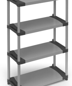 Adventa: Estantería de Resina de PVC y PP, 4 estantes, fácil de Montar, Modular System, Resistente, Apta para ambientes Interiores y Exteriores, 80 x 40 x 165 cm