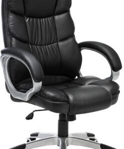 SONGMICS Silla de Escritorio Ergonómica Silla de Oficina Altura Ajustable | Altura Ajustable, Giratoria y con Ruedas, Negro Tinta, OBG24B