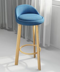 Madera Alto Heces de Contador,27 Pulgadas Alto Anti-Resbalón Bar Taburete Redonda Taburete Moderna Heces de Altura Asiento Cómodo Cocina Contador Bar,Azul,High 70cm(27inch)