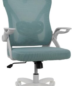 DRIFT GAMING DRAIR35 – Silla Escritorio Ergonómica Oficina y Hogar de Malla tensada Transpirable, Reclinable 90-120°, Reposacabezas y Reposabrazos Abatibles, Soporta hasta 120 kg, Turquesa-Blanco