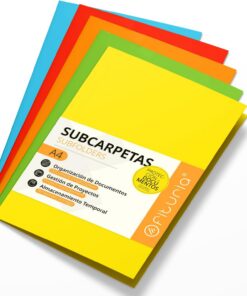 Subcarpetas Cartulina A4, Carpetas Archivadoras de Papel 180gr, Carpeta Clasificadora para Documentos, Pack de 15 Subcarpetas de Colores para Archivar y Ordenar - Ofituria (Surtido Intenso)