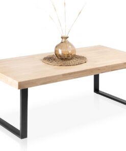 Adec Group duehome | Natural, Mesa de Centro, Mesita de Comedor, Color Roble Salvaje y Negro, Medidas: 60 cm (Ancho) x 120 cm (Largo) 43,5 cm (Alto)