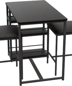 Juego de mesa y sillas de bar de almacenamiento de patas altas, mesa de barra de desayuno, mesa de bar y taburetes, mesa de bar de cocina, taburetes de bar, juego de 3 barras para el hogar